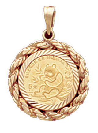 14K Gold DIAMOND CUT LARGE ROPE BEZEL - Pendant 14 mm