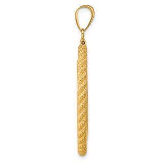 14k Yellow Gold Filigree w/ Rope Screw Top 25.0mm Coin Bezel Pendant - Fits 1/2 oz Maple Leaf and Other Coins