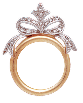 14K Gold DIAMOND RIBBON SLIDE Bezel Pendant 18 mm