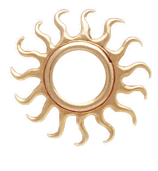 14K Gold SUNBURST SLIDE Bezel Pendant 12.5 mm