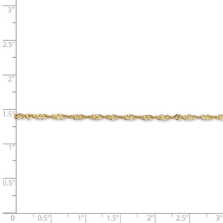 10" 14k Yellow Gold 1.70mm Singapore Chain Anklet