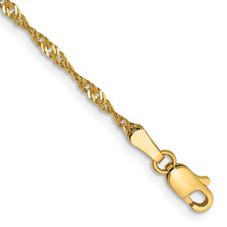 8" 14k Yellow Gold 1.70mm Singapore Chain Bracelet