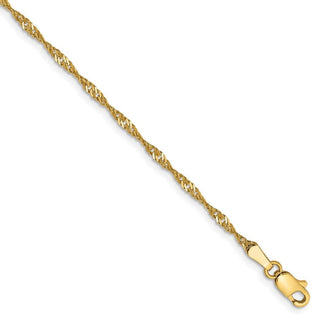 8" 14k Yellow Gold 1.70mm Singapore Chain Bracelet