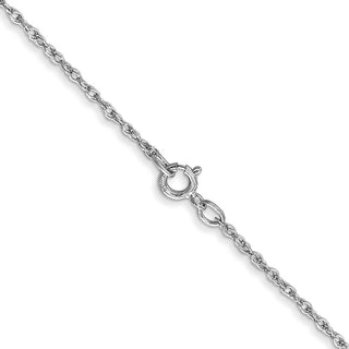 14" 14K White Gold 14 inch .8mm Light Baby Rope with Spring Ring Clasp Chain