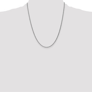 22" 14K White Gold 22 inch .8mm Light Baby Rope with Spring Ring Clasp Chain