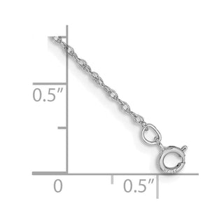 5.5" 14K White Gold .8mm Light Baby Rope with Spring Ring Clasp Chain