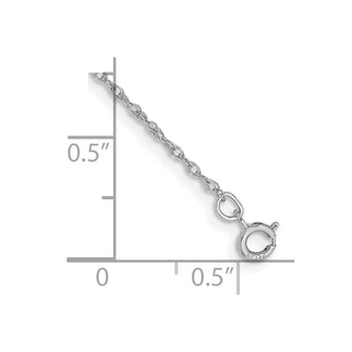 6" 14K White Gold .8mm Light Baby Rope with Spring Ring Clasp Chain