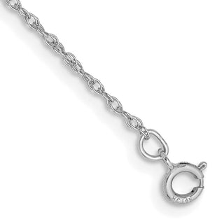 6" 14K White Gold .8mm Light Baby Rope with Spring Ring Clasp Chain