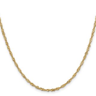 22" 14k Yellow Gold 2mm Singapore Chain Necklace