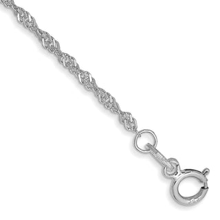 7" 14k White Gold 1.4mm Singapore Chain Bracelet