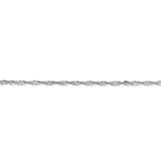 10" 14k White Gold 1.7mm Singapore Chain Anklet