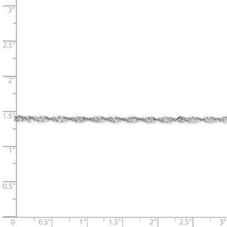 9" 14k White Gold 1.7mm Singapore Chain Anklet