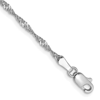 7" 14k White Gold 1.7mm Singapore Chain Bracelet