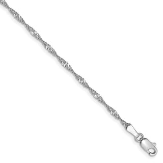 7" 14k White Gold 1.7mm Singapore Chain Bracelet