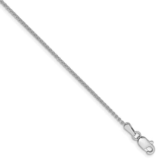 9" 14k White Gold 1.2mm Solid Diamond-cut Spiga Chain Anklet