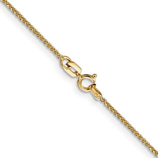 22" 14k Yellow Gold 1mm Diamond-cut Spiga with Spring Ring Clasp Chain Necklace