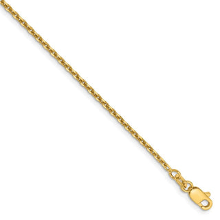 9" 14k Yellow Gold 1.65mm Solid Diamond-cut Cable Chain Anklet
