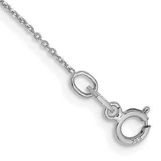 10" 14K White Gold .6mm Diamond-cut Round Open Link Cable with Spring Ring Clasp Anklet