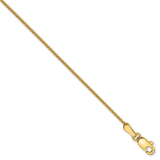 9" 14k Yellow Gold 1mm Solid Diamond-cut Spiga Chain Anklet