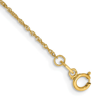 9" 14k Yellow Gold 1mm Singapore Chain Bracelet
