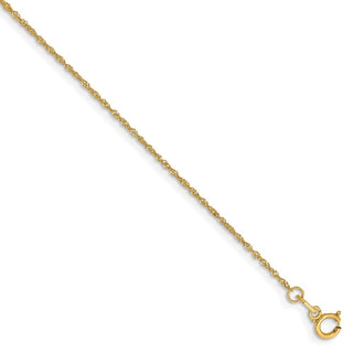 5.5" 14k Yellow Gold 1mm Singapore Chain Bracelet