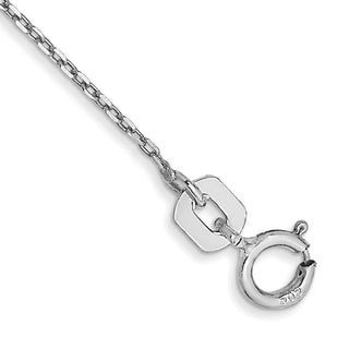 10" 14K White Gold .8mm Diamond-cut Cable with Spring Ring Clasp Anklet