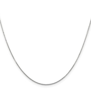 30" 14K White Gold 30 inch .8mm Diamond-cut Round Open Link Cable with Lobster Clasp Chain