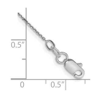 10" 14K White Gold .8mm Diamond-cut Round Open Link Cable with Lobster Clasp Anklet