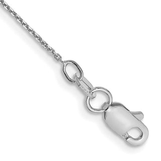 10" 14K White Gold .8mm Diamond-cut Round Open Link Cable with Lobster Clasp Anklet