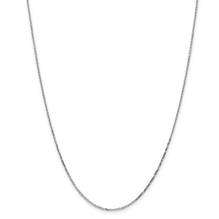 30" 14k White Gold 1.4mm Diamond-cut Round Open Link Cable Chain Necklace