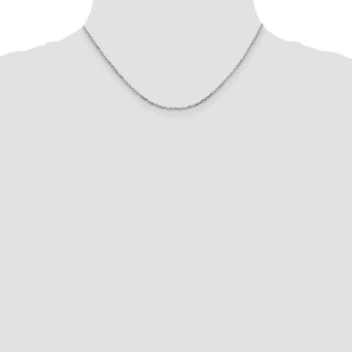 16" 14k White Gold 1.8mm Diamond-cut Round Open Link Cable Chain Necklace
