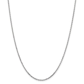 30" 14k White Gold 1.8mm Diamond-cut Round Open Link Cable Chain Necklace
