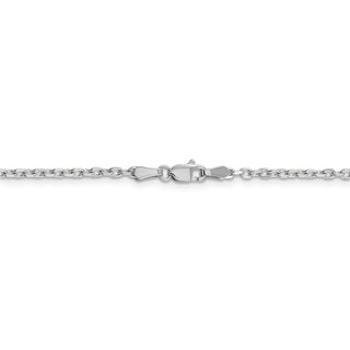 16" 14k White Gold 2.2mm Diamond-cut Round Open Link Cable Chain Necklace