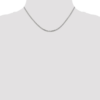 16" 14k White Gold 2.2mm Diamond-cut Round Open Link Cable Chain Necklace