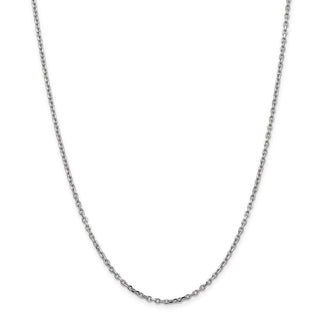 16" 14k White Gold 2.2mm Diamond-cut Round Open Link Cable Chain Necklace