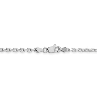 16" 14k White Gold 3mm Diamond-cut Round Open Link Cable Chain Necklace