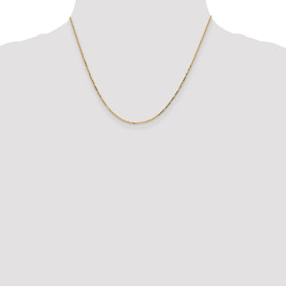18" 14k Yellow Gold 1.4mm Diamond-cut Round Open Link Cable Chain Necklace