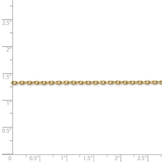 18" 14k Yellow Gold 1.8mm Diamond-cut Round Open Link Cable Chain Necklace