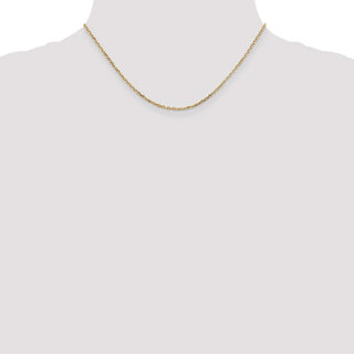 16" 14k Yellow Gold 1.8mm Diamond-cut Round Open Link Cable Chain Necklace