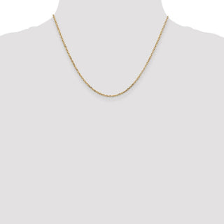18" 14k Yellow Gold 1.8mm Diamond-cut Round Open Link Cable Chain Necklace