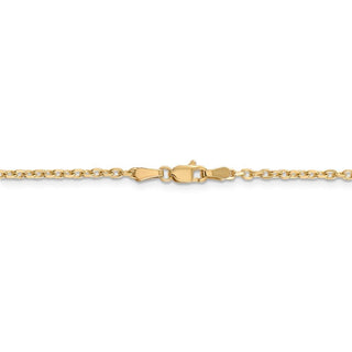 16" 14k Yellow Gold 2.2mm Diamond-cut Round Open Link Cable Chain Necklace