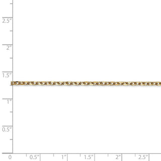16" 14k Yellow Gold 2.2mm Diamond-cut Round Open Link Cable Chain Necklace