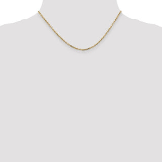 16" 14k Yellow Gold 2.2mm Diamond-cut Round Open Link Cable Chain Necklace