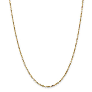 16" 14k Yellow Gold 2.2mm Diamond-cut Round Open Link Cable Chain Necklace