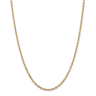 26" 14k Yellow Gold 3mm Diamond-cut Round Open Link Cable Chain Necklace