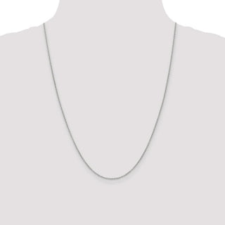 24" 14k White Gold 1.4mm Round Open Wide Link Cable Chain Necklace