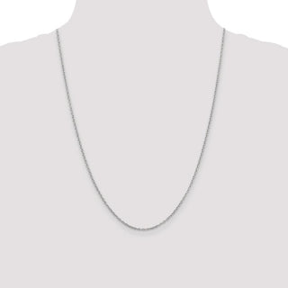 24" 14k White Gold 2mm Round Open Link Cable Chain Necklace