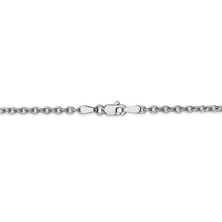 16" 14k White Gold 2.4mm Round Open Link Cable Chain Necklace