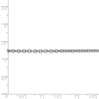 16" 14k White Gold 2.4mm Round Open Link Cable Chain Necklace