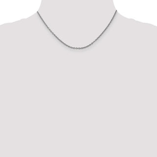 16" 14k White Gold 2.4mm Round Open Link Cable Chain Necklace